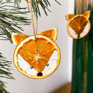 Set of 6 Dried Orange Ornaments | Christmas Tree Ornament | Funky Fox Ornaments | Dried Orange Decor | Christmas Home Decoration | Fox Toys