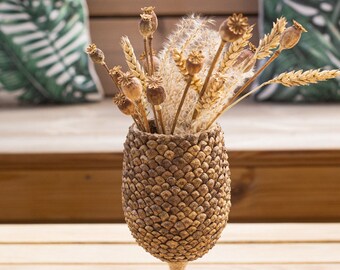 Pinecone vase, Pinecone candle holder, Rustic decor, Easter table decor, Natural pinecones, Unique glass vase, Pine cone Candle holder
