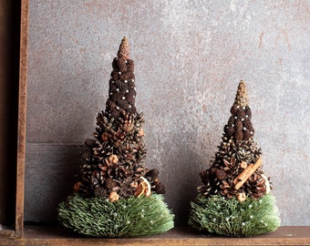 Eco mini Christmas trees, Pine cone trees, Natural Christmas decorations, organic Christmas tree, small Christmas tree, mantle decor