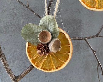 Set of 6 Dried Orange Ornaments | Christmas Tree Ornament | Dried Eucalyptus Ornaments | Dried Orange Decor | Christmas Home Decoration