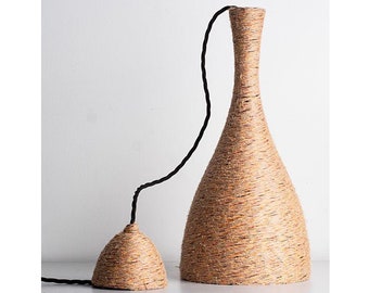 Suspension en jute faite main | Abat-jour rustique| Suspension lumineuse rétro| Décoration d'intérieur vintage | Décoration d'intérieur de chalet | Abat-jour unique | Ficelle de jute