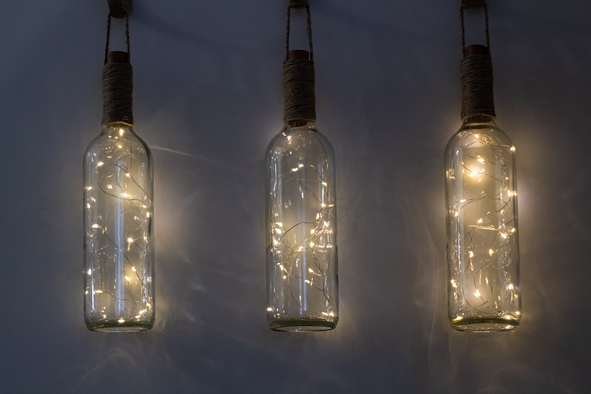 Christmas lights, wall hanging, string light decoration, wedding decor, hanging glass  bottle light
