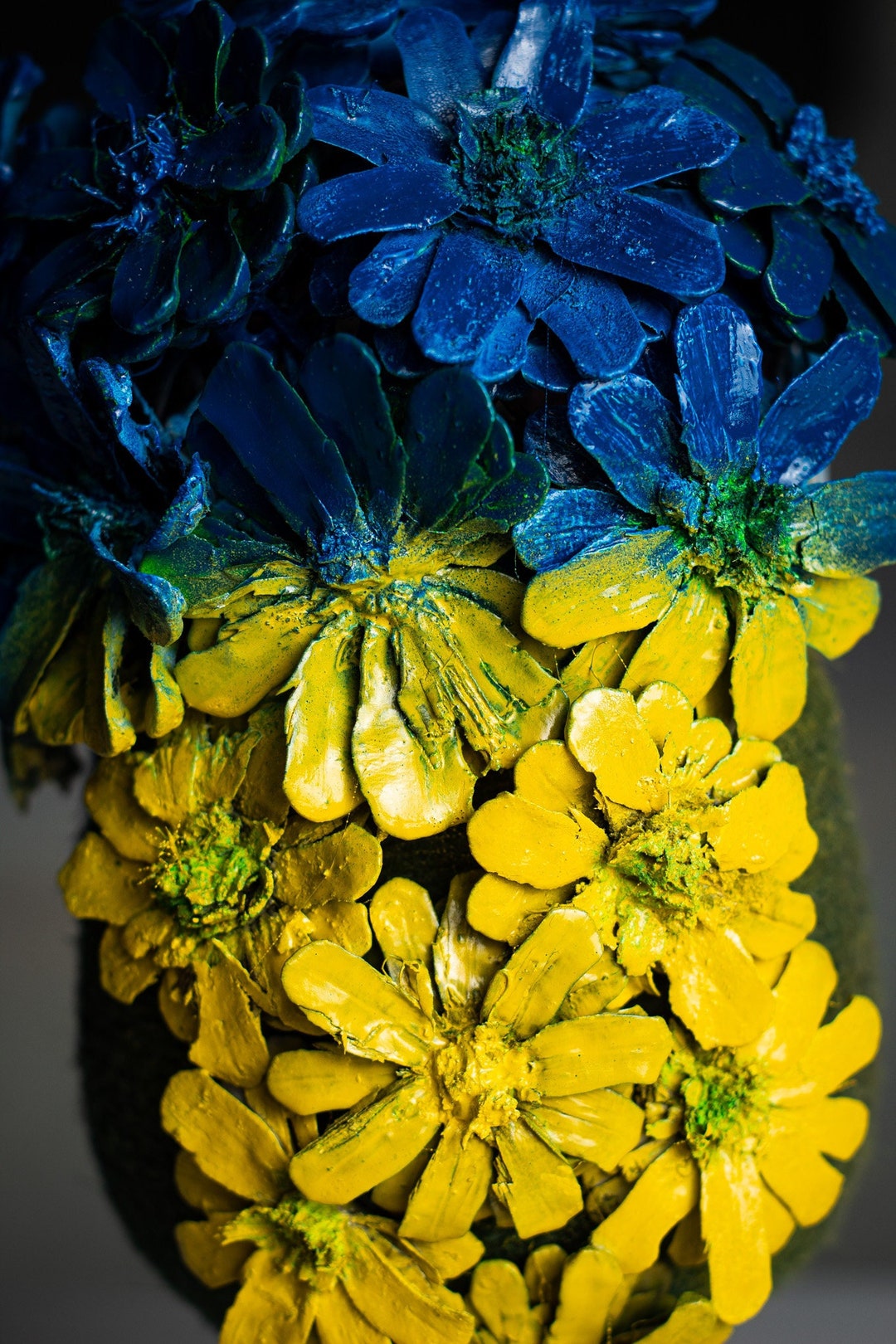 Blue and Yellow Bouquet in a Vase Blue and Yellow Decor Dried Flower Bouquet Ukraine Support