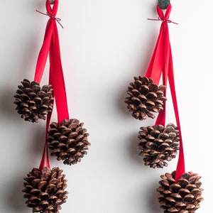 Christmas pinecone door hanger, Giant jumbo pinecones, Door hanging set of 3 giant pine cones, Christmas decor, Natural Christmas garland image 8