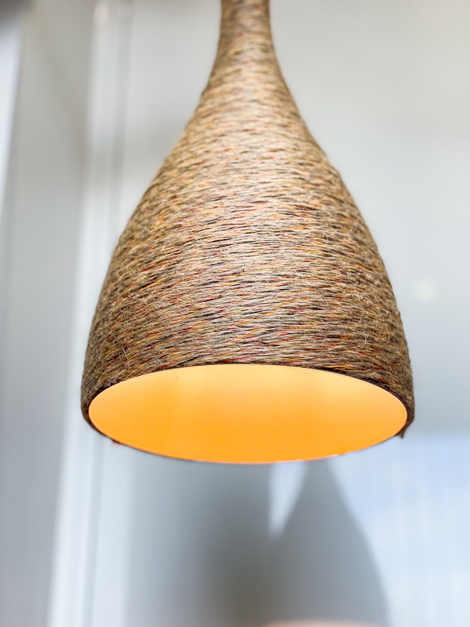 Jute pendant light rustic lamp shade handmade lights jute Etsy