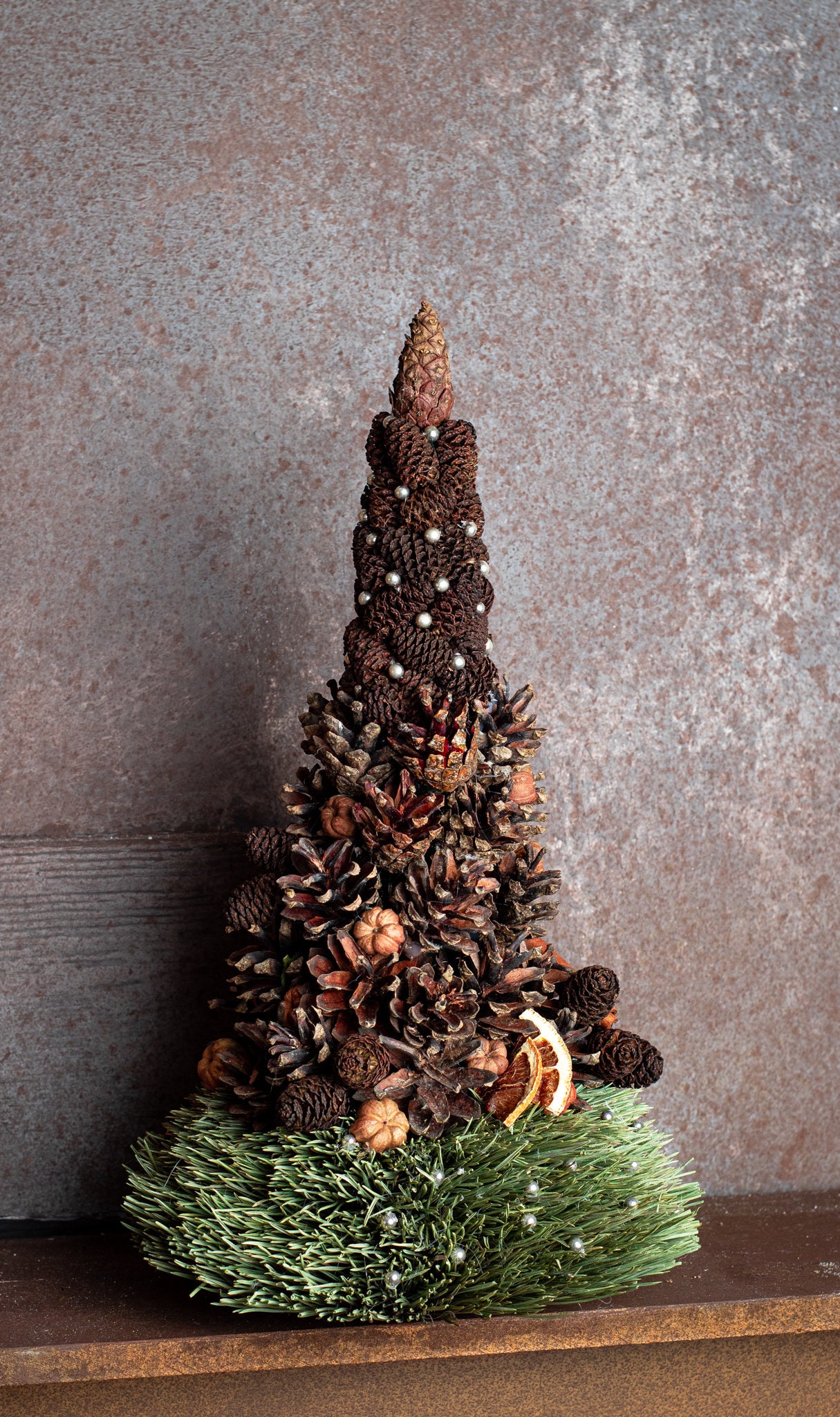 Mini alberi di Natale con spazzola per bottiglie floccati