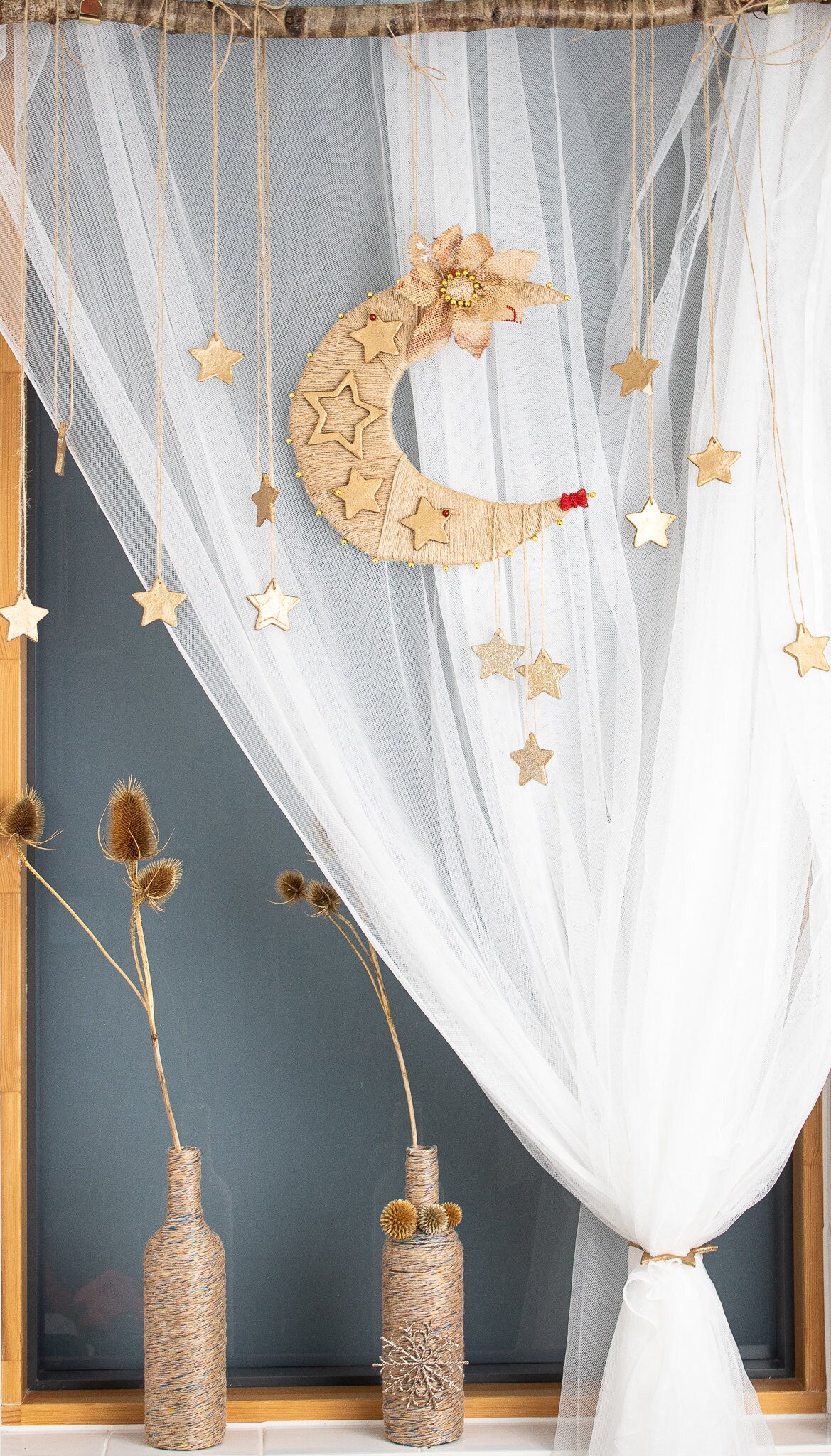 Handmade Moon and Stars Decor Eco Jute Decor Window Display - Etsy