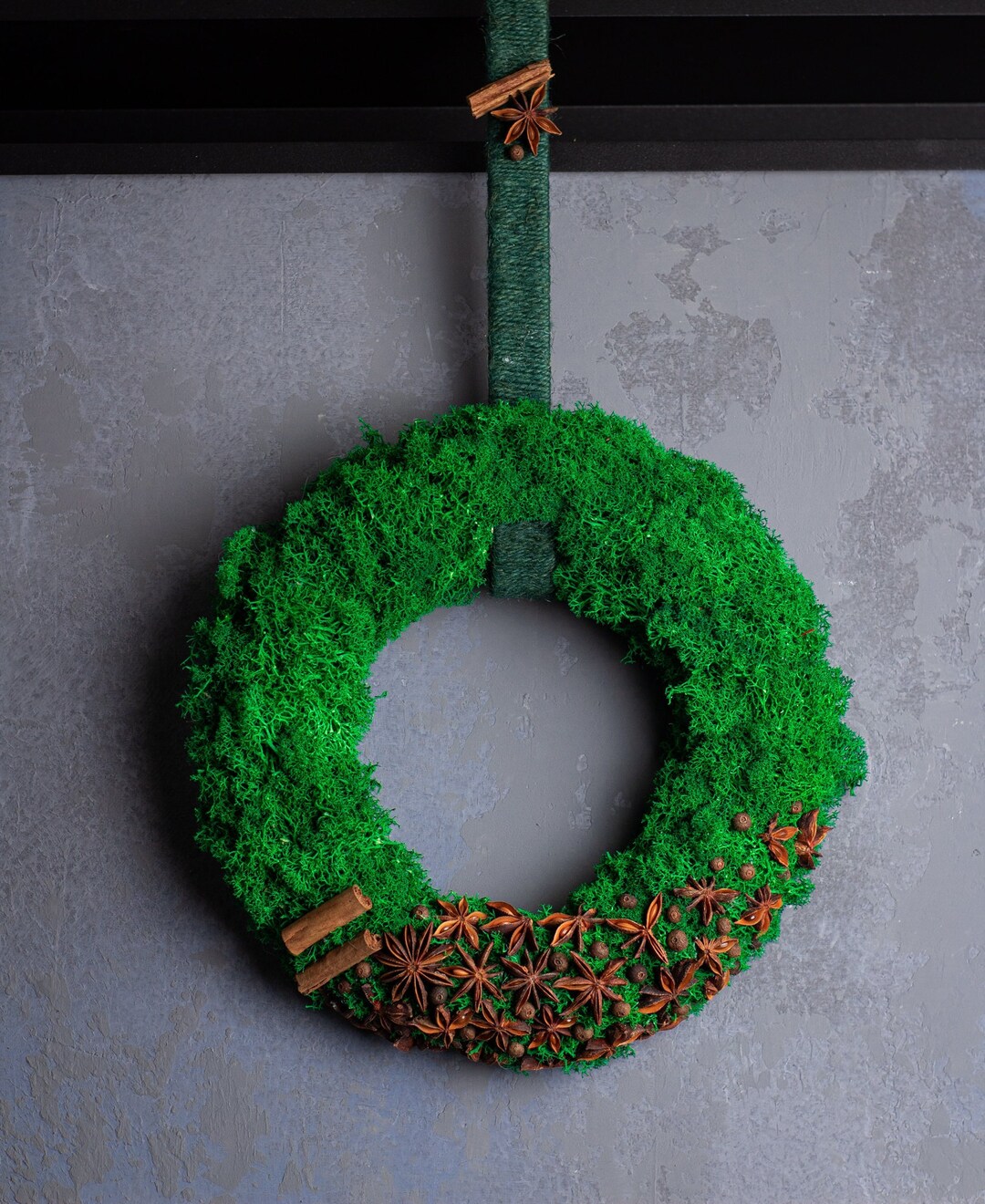 Natural Green Moss Wreath Preserved Green Moss Christmas Etsy