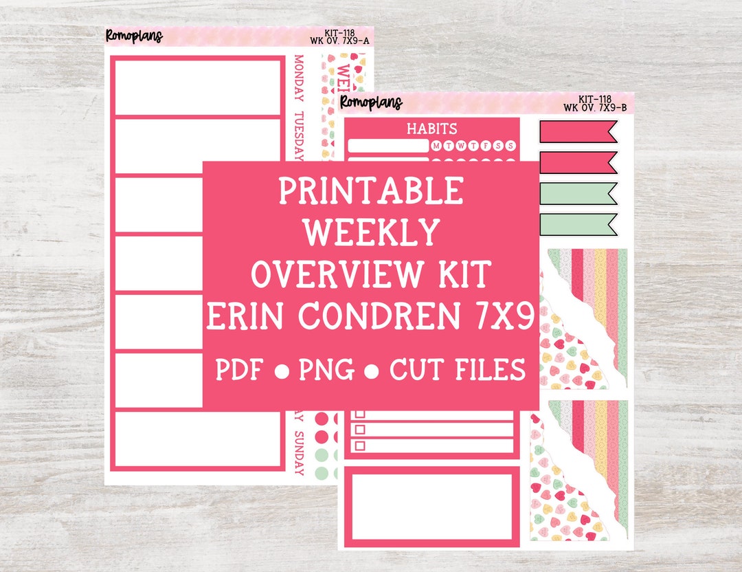 Printable Weekly Overview Kit KIT 118 7x9 Planner Erin Condren - Etsy