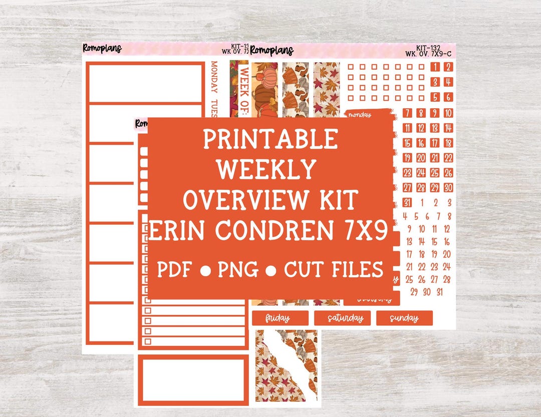 Printable Weekly Overview Kit | KIT 132 | 7x9 Planner | Erin Condren - Etsy