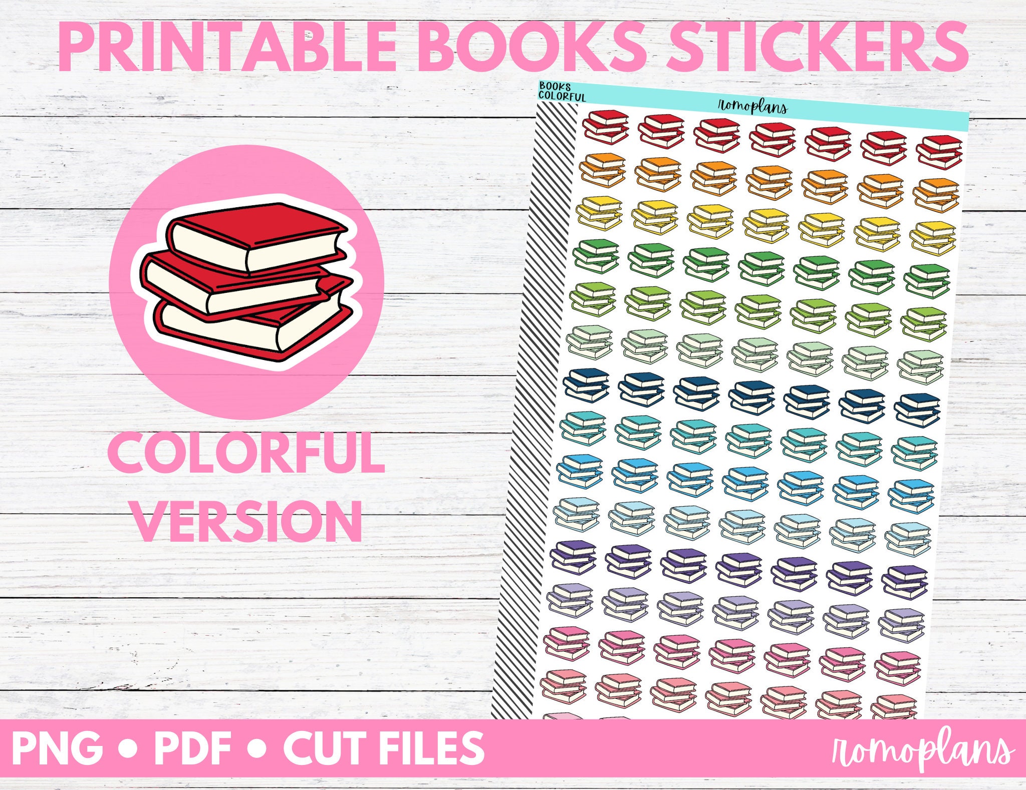 printable books doodle sticker colorful version etsy