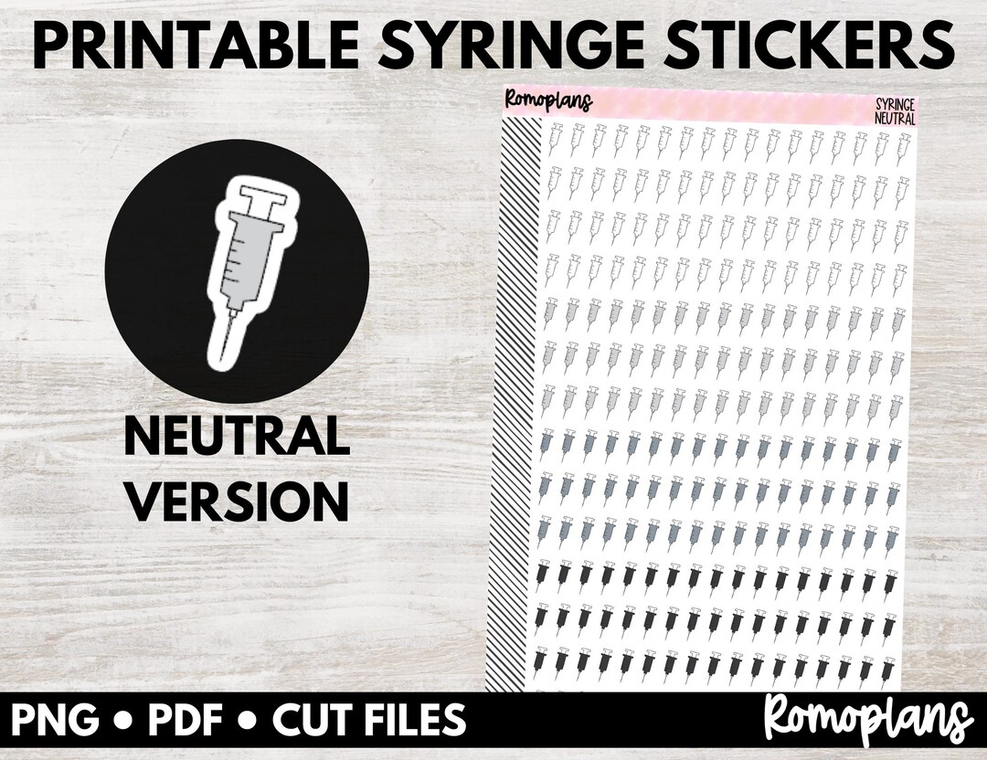Syringe Labelling Sticker Printable Syringe Doodle Sticker Neutral Version - Etsy UK