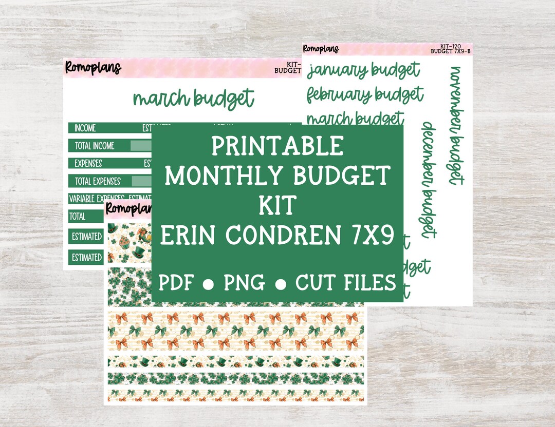 Printable Monthly Budget Sticker Kit KIT 120 7x9 Size Erin Condren - Etsy