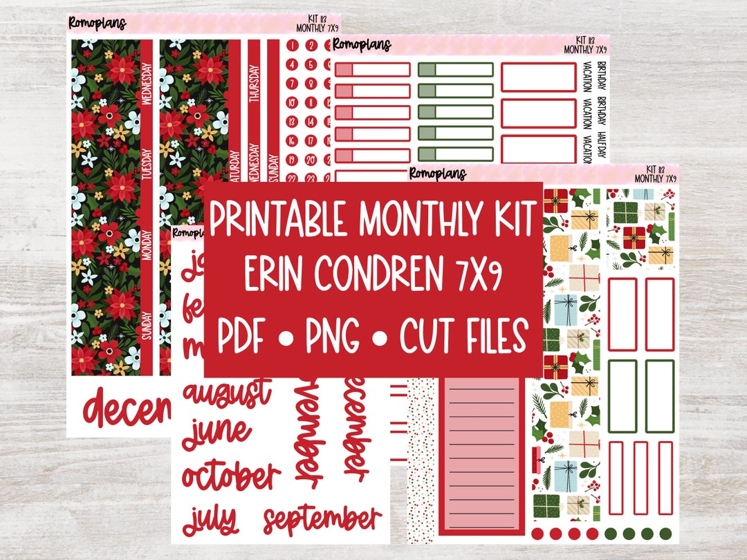 Printable Monthly Kit KIT 113 Erin Condren 7x9 Planner - Etsy