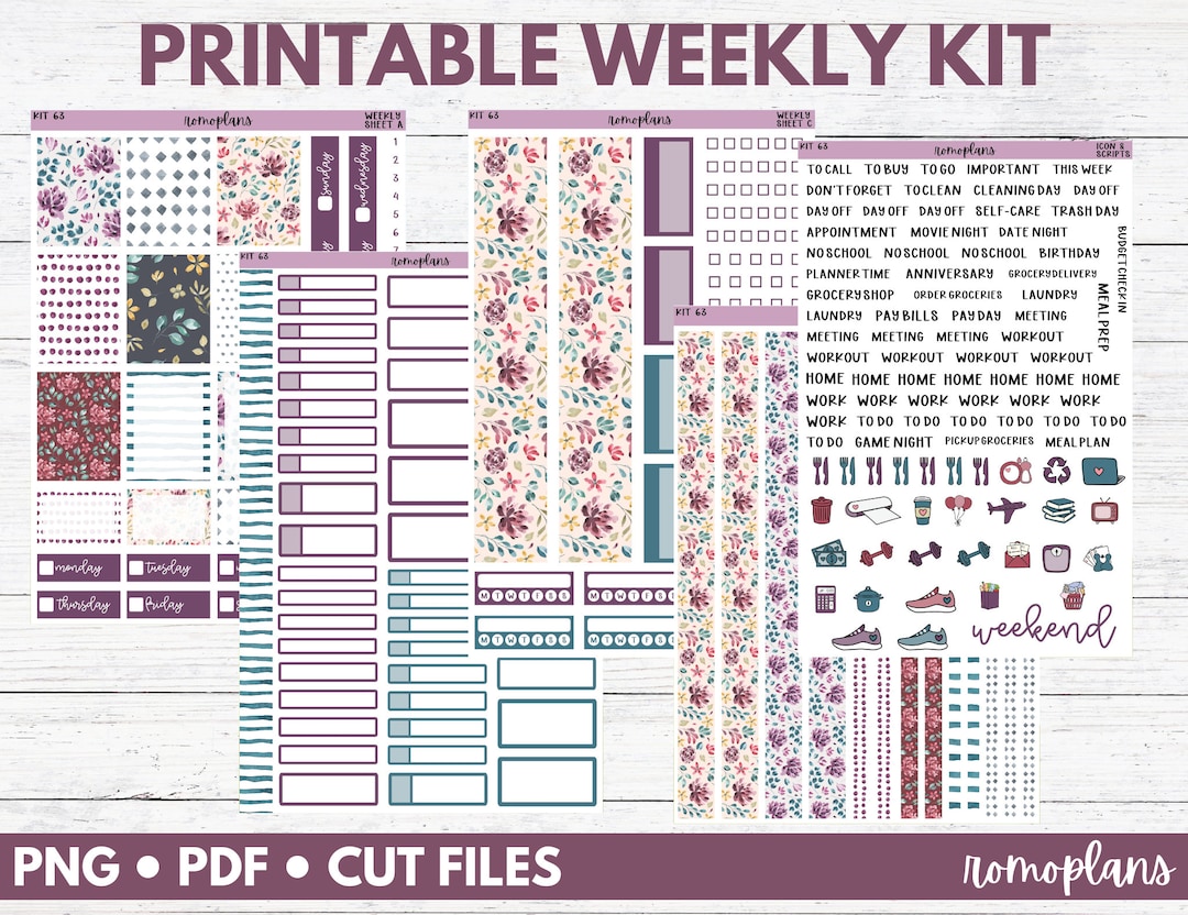 Printable Weekly Planner Kit KIT 63 7x9 Planner Erin Etsy