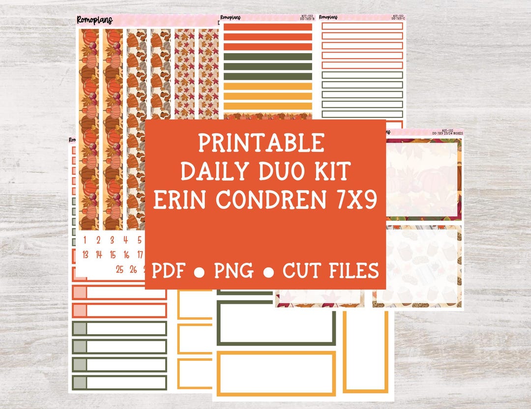 Printable Daily Duo 7x9 Kit | KIT 132 | Erin Condren Daily Duo - Etsy