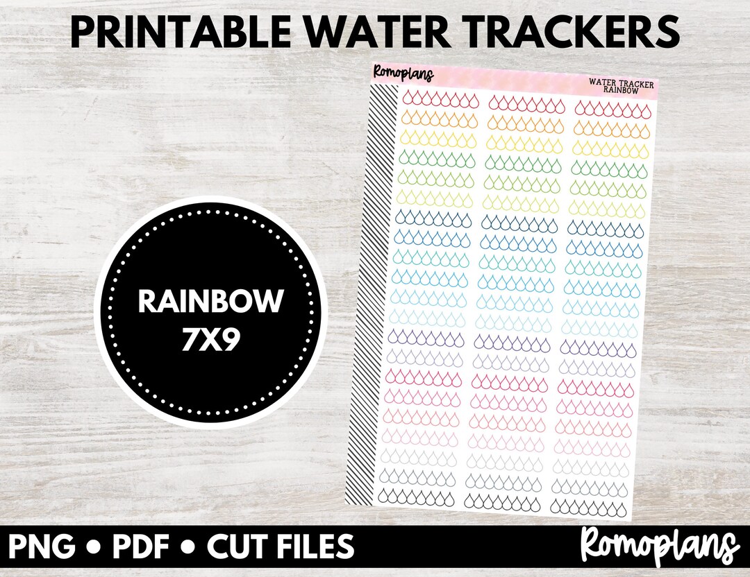 Printable Water Trackers | Rainbow Colors | 7x9 Size - Etsy