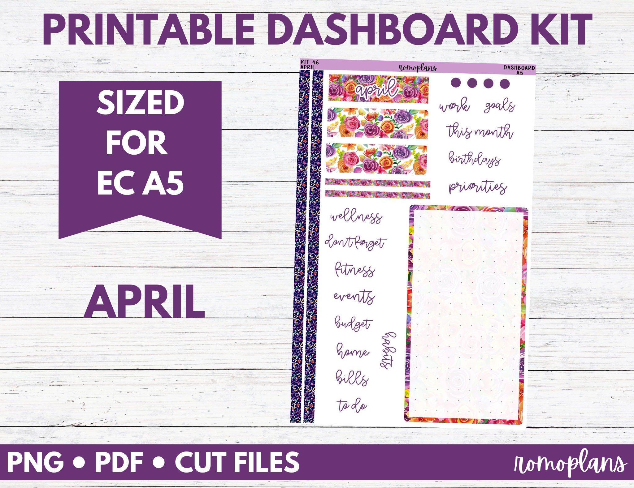 Calendars & Planners April Printable Dashboard Kit Erin Condren 7x9 KIT ...