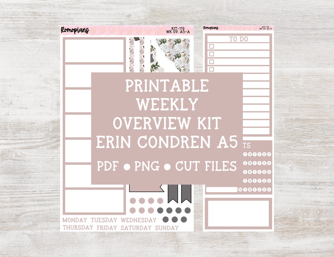Printable Weekly Overview Kit KIT 119 A5 Planner Erin Condren - Etsy