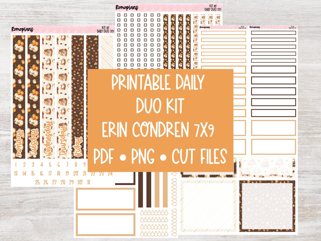 Printable Daily Duo Kit KIT 110 Erin Condren Daily Duo 7x9 - Etsy