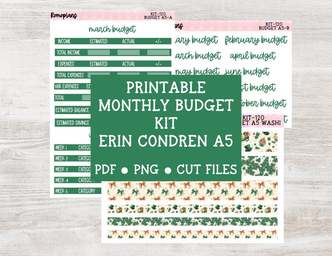 Printable Monthly Budget Sticker Kit KIT 120 A5 Size Erin Condren - Etsy
