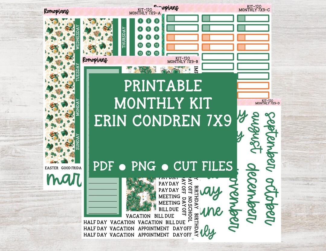 Printable Monthly 7x9 Kit | KIT 120 | Erin Condren - Etsy