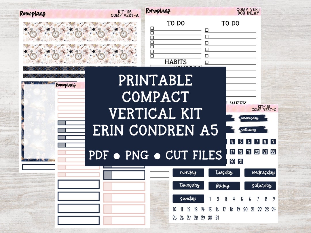 Printable Compact Vertical Planner Kit KIT 116 A5 Planner Erin Condren ...