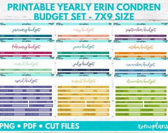 Printable Yearly Budget Kit | Erin Condren Colors | 7x9 Size