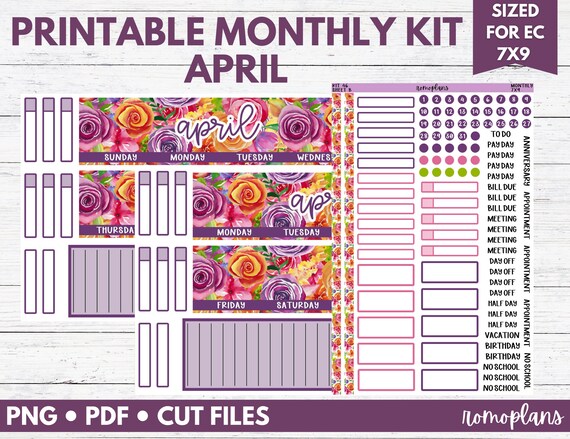 Calendars & Planners April Printable Dashboard Kit Erin Condren 7x9 KIT ...