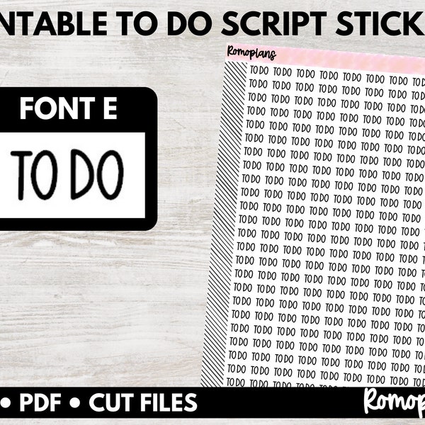 Printable To Do Script Stickers | FONT E | Erin Condren | Happy Planner | Plum Paper