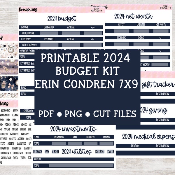 Printable 2024 Budget Sticker Kit | KIT 116 | 7x9 Size | Erin Condren