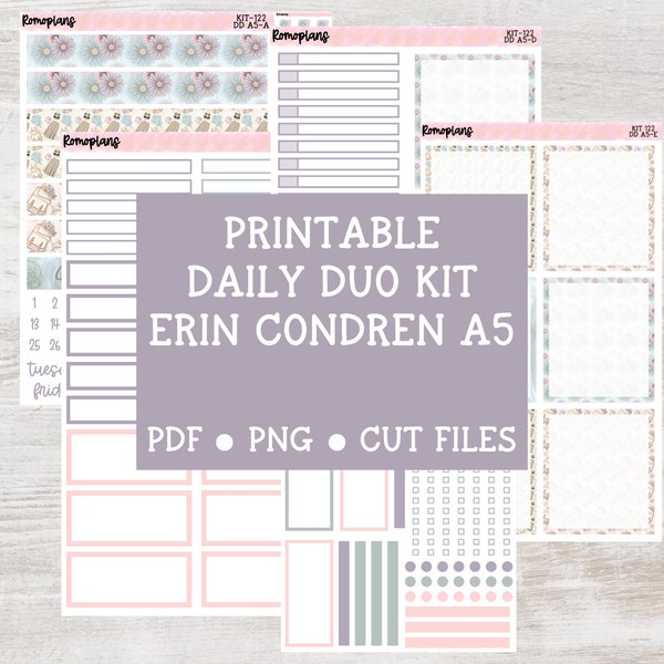 Printable Daily Duo A5 Kit | KIT 122 | Erin Condren Daily Duo