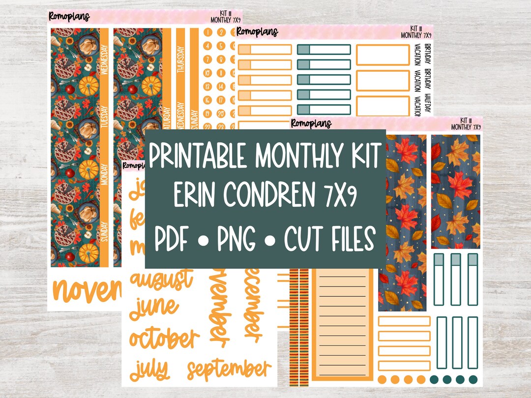 Printable Monthly Kit KIT 111 Erin Condren 7x9 Planner - Etsy
