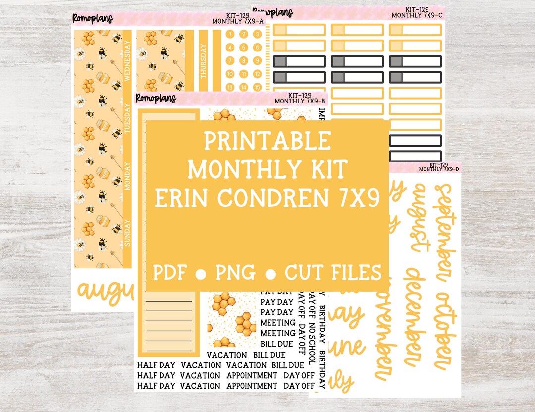 Printable Monthly 7x9 Kit | KIT 129 | Erin Condren - Etsy