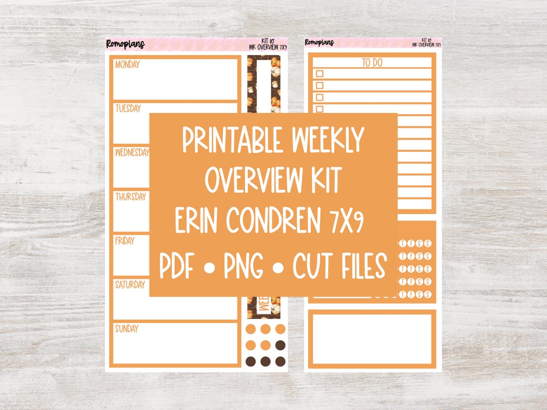 Printable Weekly Overview Kit KIT 110 7x9 Planner Erin Condren - Etsy