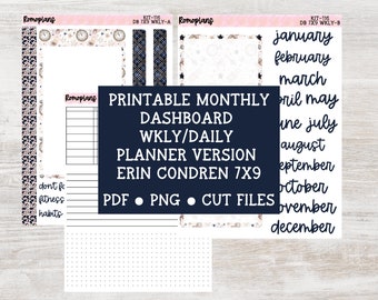 Printable Dashboard Kit KIT 104 Erin Condren 7x9 Weekly or Daily ...