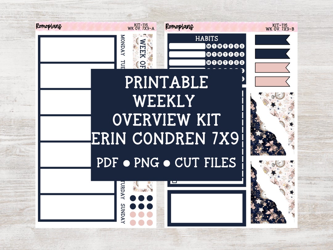 Printable Weekly Overview Kit KIT 116 7x9 Planner Erin Condren - Etsy