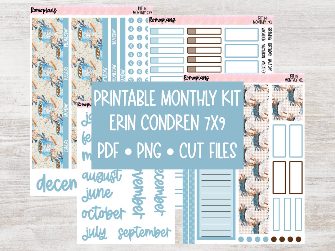 Printable Monthly Kit KIT 114 Erin Condren 7x9 Planner - Etsy