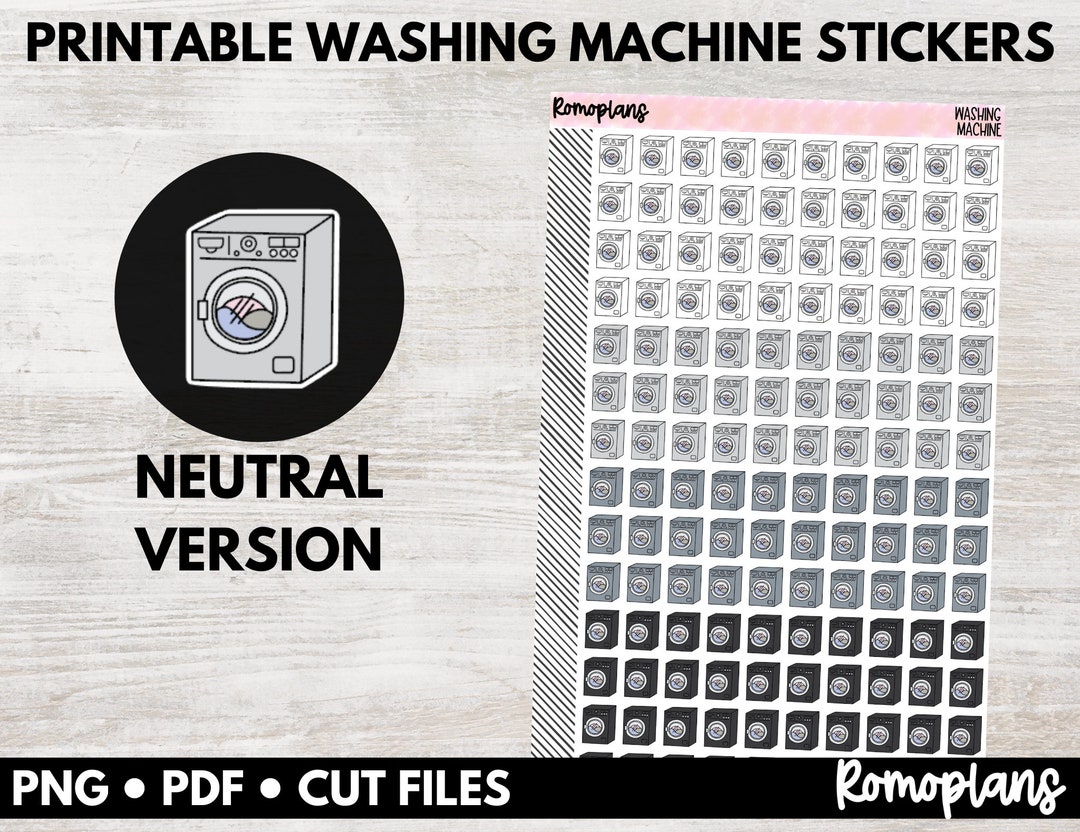 Printable Washing Machine Doodle Sticker Neutral Version - Etsy