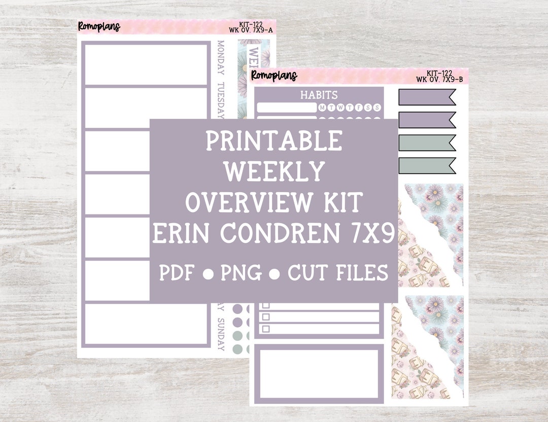 Printable Weekly Overview Kit | KIT 122 | 7x9 Planner | Erin Condren - Etsy