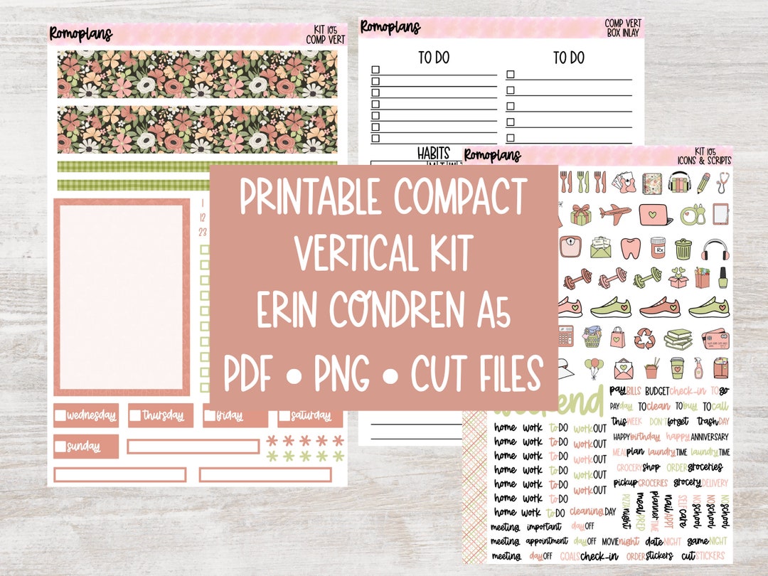 Printable Compact Vertical Planner Kit KIT 105 A5 Planner Erin Condren ...