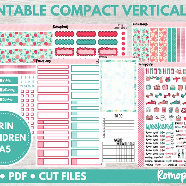 Printable Compact Vertical Planner Kit | KIT 95 | A5 Planner | Erin Condren