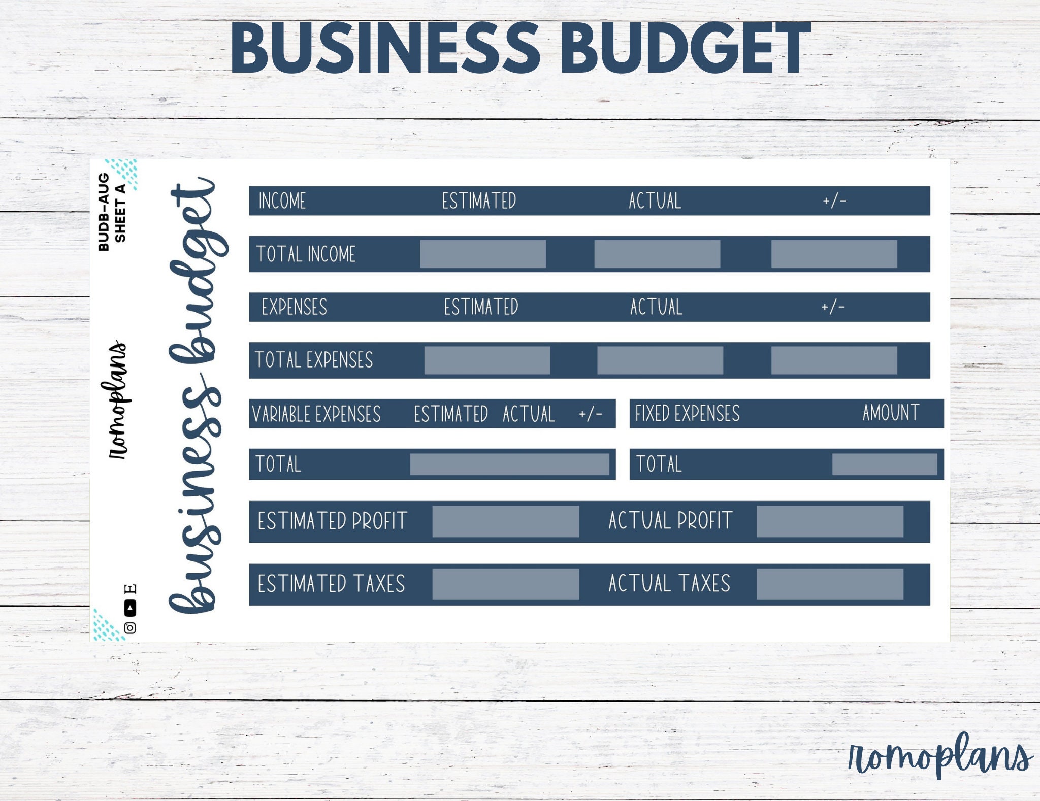 Printable Business Budget Stickers August 7x9 Size Erin Etsy