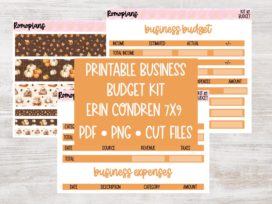 Printable Business Budget Sticker Kit KIT 110 7x9 Size Erin Condren - Etsy