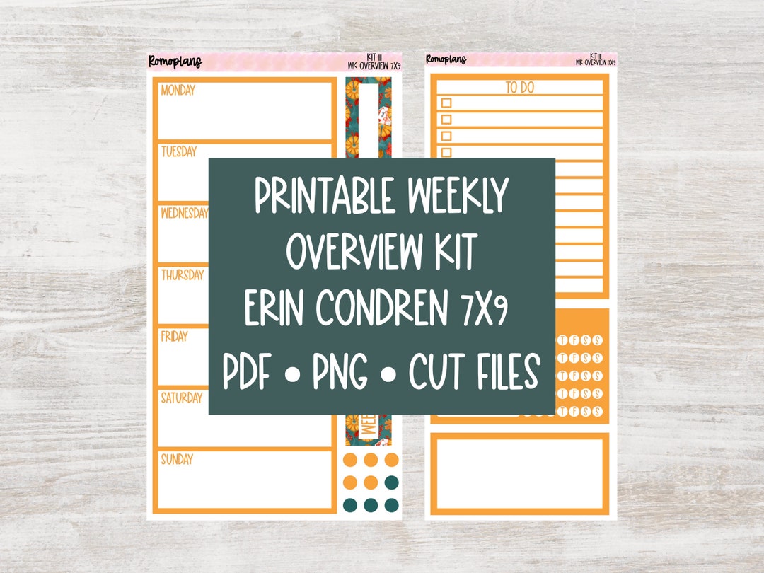 Printable Weekly Overview Kit KIT 111 7x9 Planner Erin Condren - Etsy
