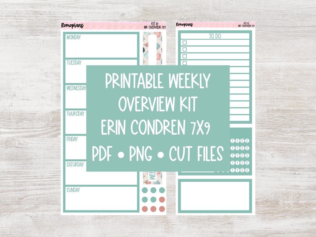 Printable Weekly Overview Kit KIT 112 7x9 Planner Erin Condren - Etsy