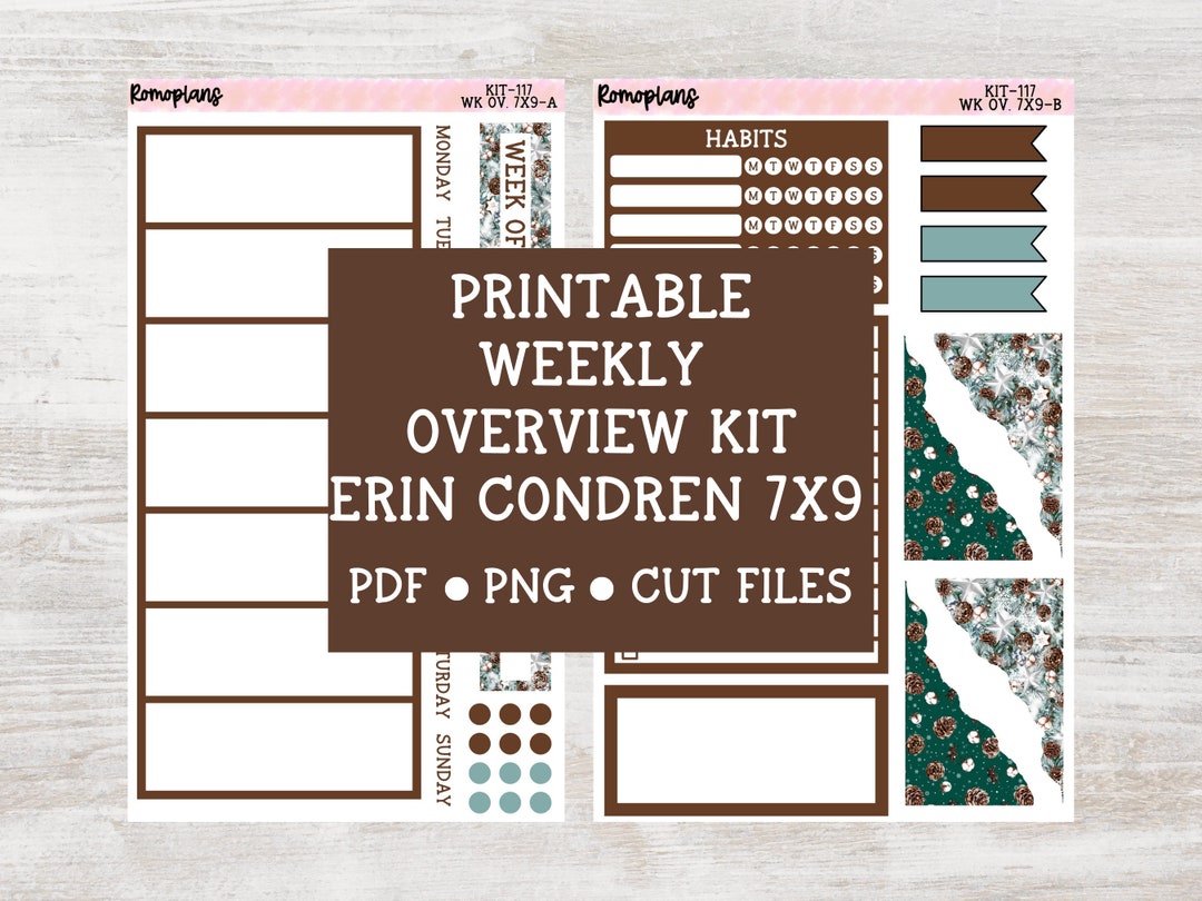 Printable Weekly Overview Kit KIT 117 7x9 Planner Erin Condren - Etsy