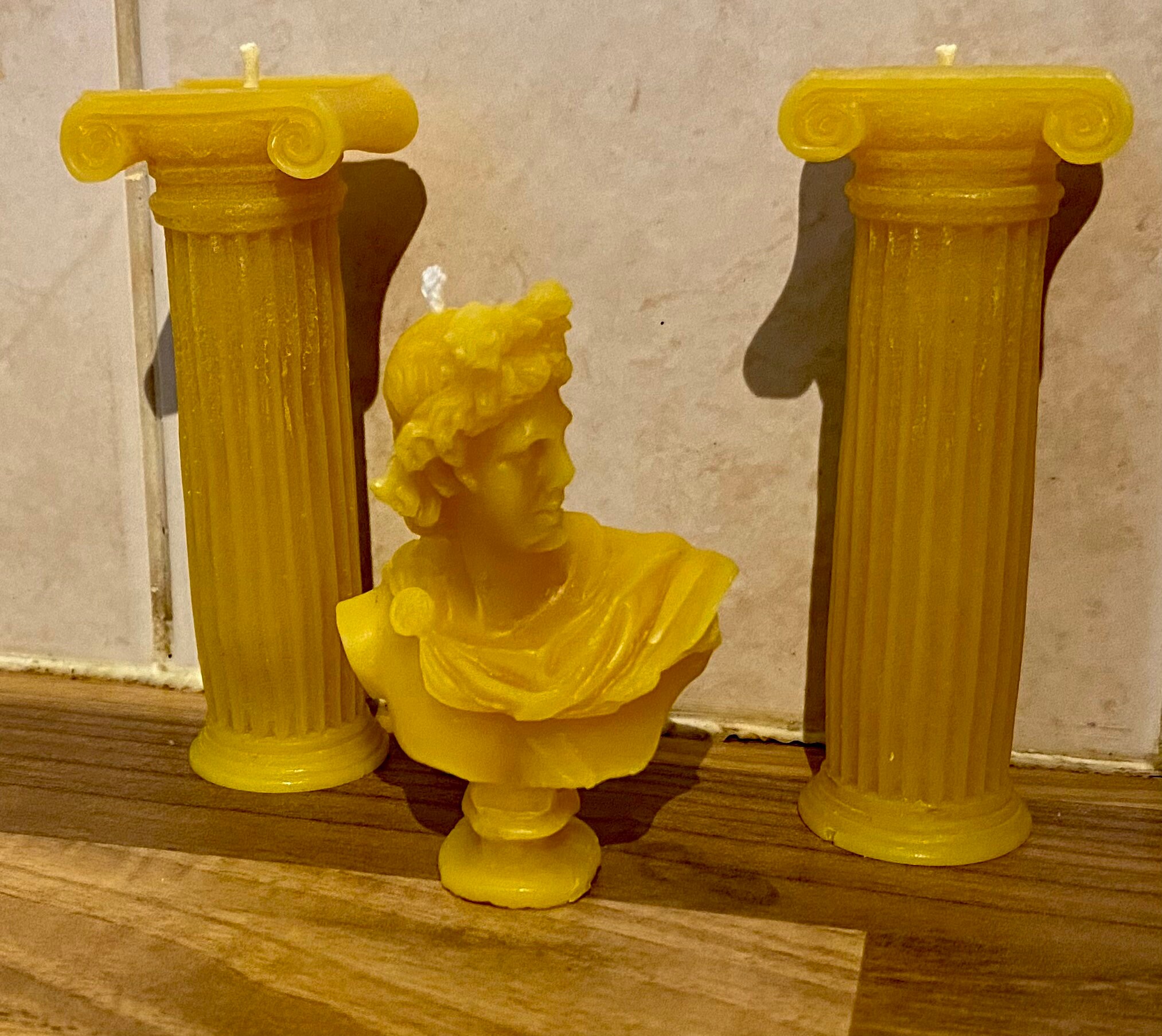Greek / Roman candle set home decor beeswax bust and pillar Etsy
