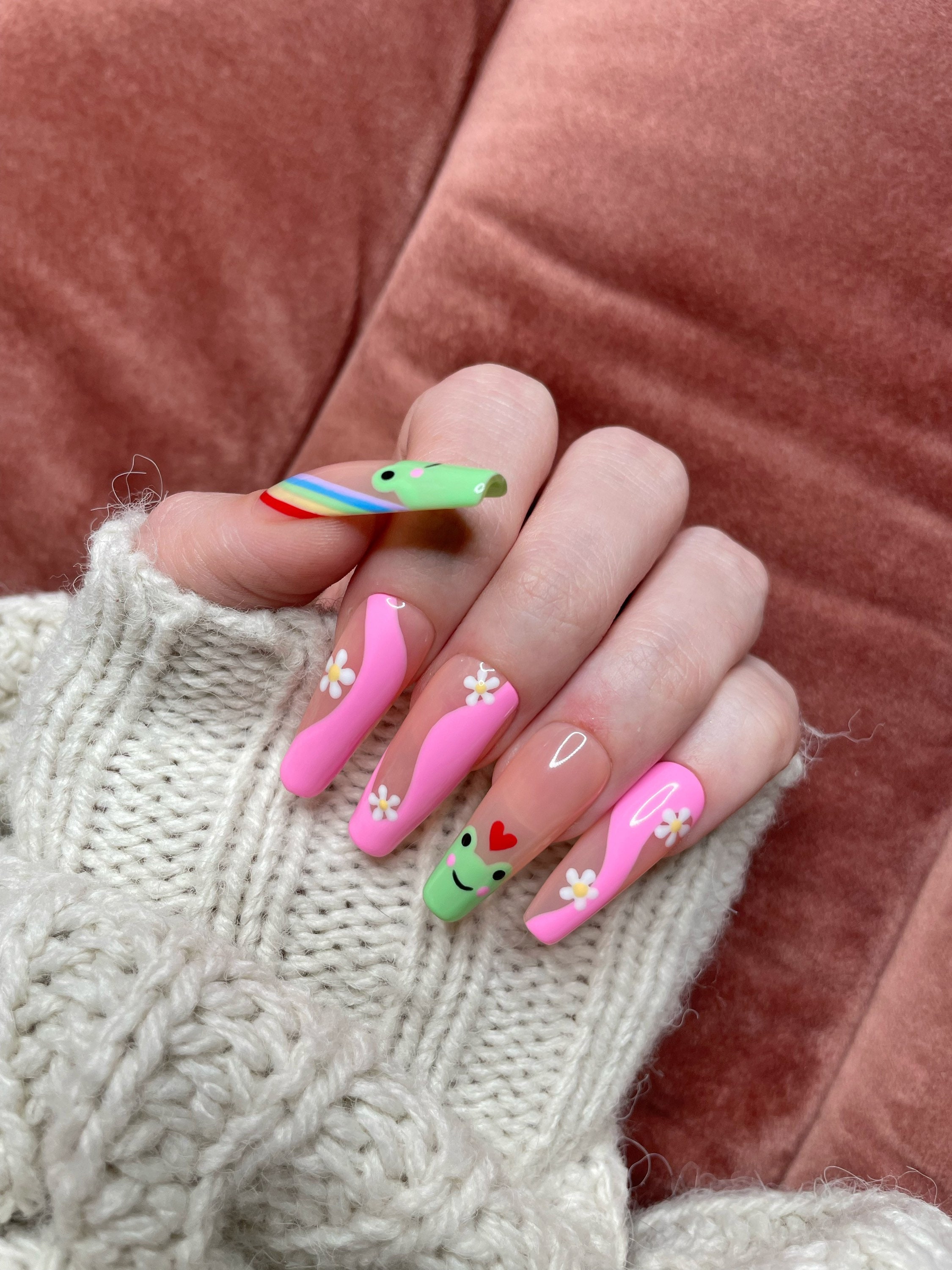 spring nails acrylic coffin