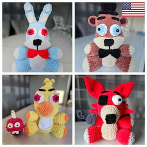 CROCHET PATTERN Freddy Fazbear, Bonnie, Chica and Foxy